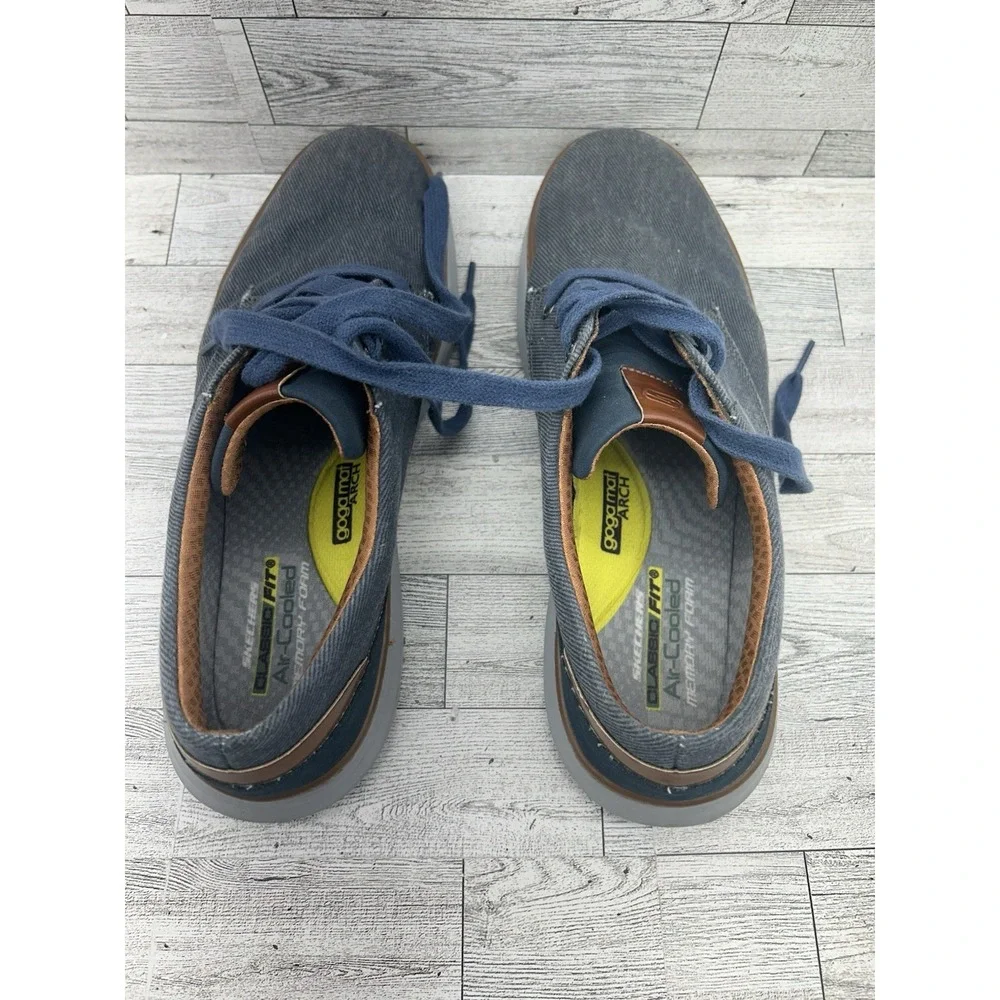 Men's Size‎ 10 Skechers Moreno Ederson 65981 Navy Blue Canvas Oxford Shoes